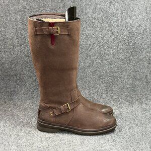 UGG Thomsen Winter Boots Women's Size 9.5 Brown Suede Tall Waterproof Wool Snow